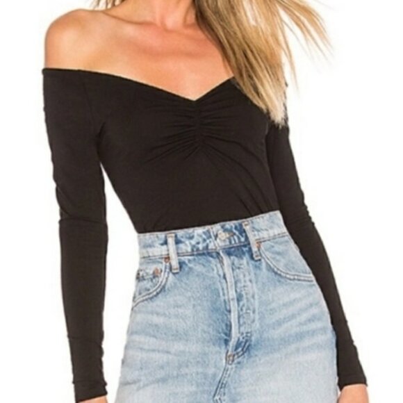 n:PHILANTHROPY Tops - n: Philanthropy Off the Shoulder Black Harriet Top